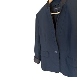 rag & bone GUC leather collar deconstructed tuxedo Navy/black leather